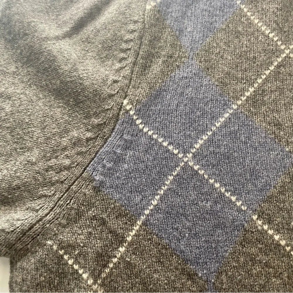 Jos. A. Bank Executive Collection XXL Gray Argyle Lambs Wool Sweater PRE…